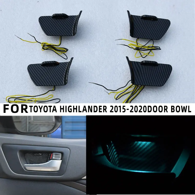

For Toyota Highlander 2015-2021 Door Bowl Armrest Atmosphere Light Interior LED Blue Door Bowl Handle Frame Light