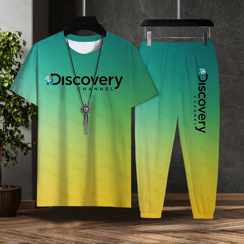 2023 Trousers Shirt Male Discovery Channel Sitcom Male Men Short-sleeved Quick-drying T-Shirt Sports Running Casual Suit
