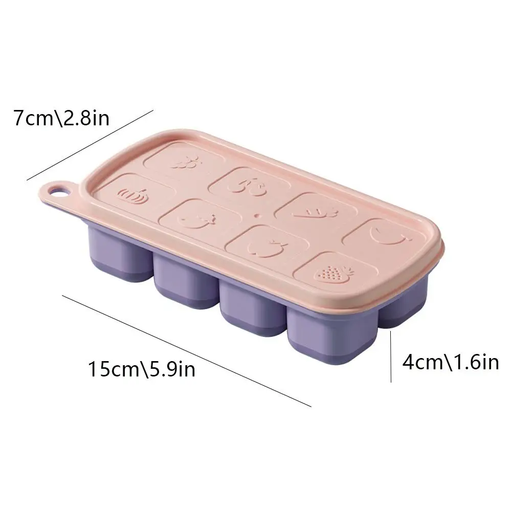 8 siatek z pokrywką i pojemnikiem Silikonowe tacki na lód do zamrażarki Łatwe uwalnianie Formy układania w stosy Letni napój lodowy DIY