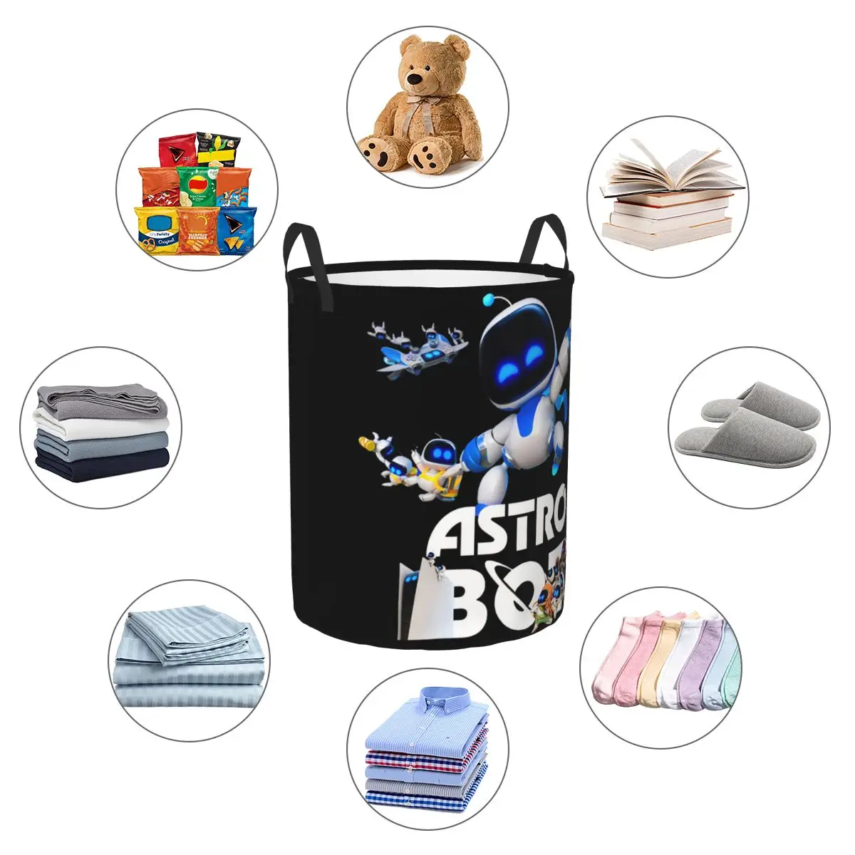Изготовленная на заказ корзина для белья Astros Bots видеоигр складная детская