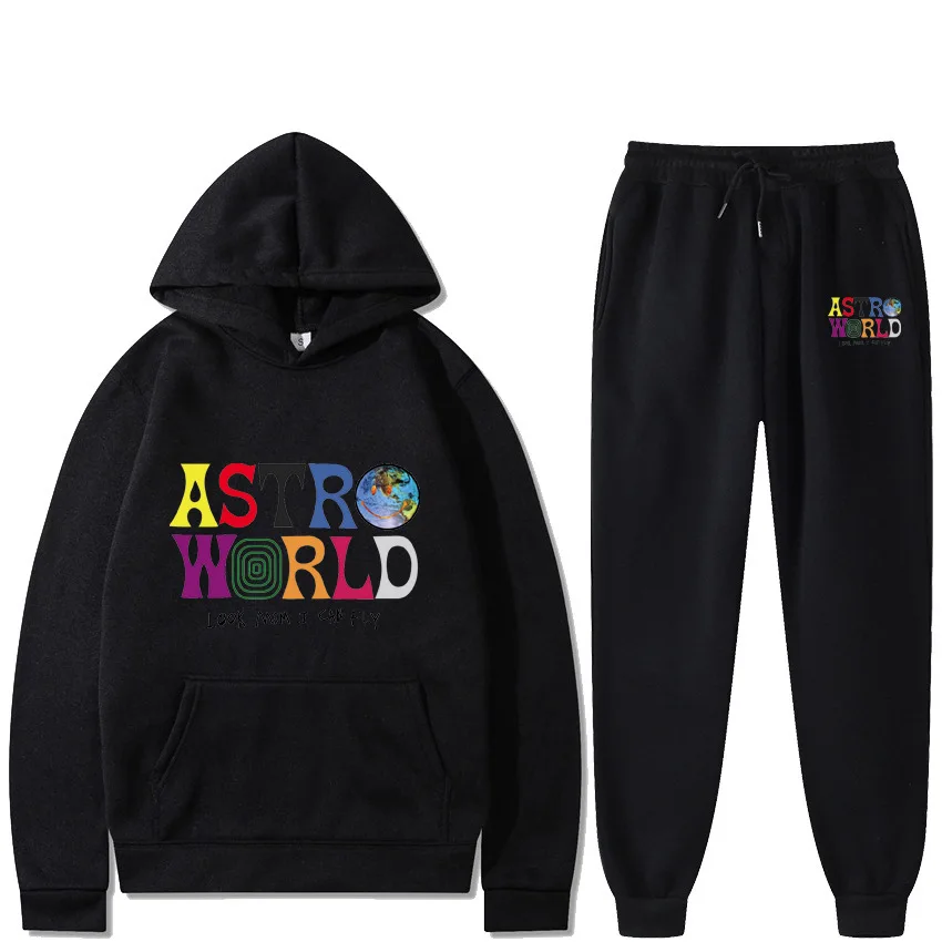 2023 New Fashion Hoodie Street Premium Print Advanced Astroworld Fashion Sweatshirt Men's and Women's Sweater Set