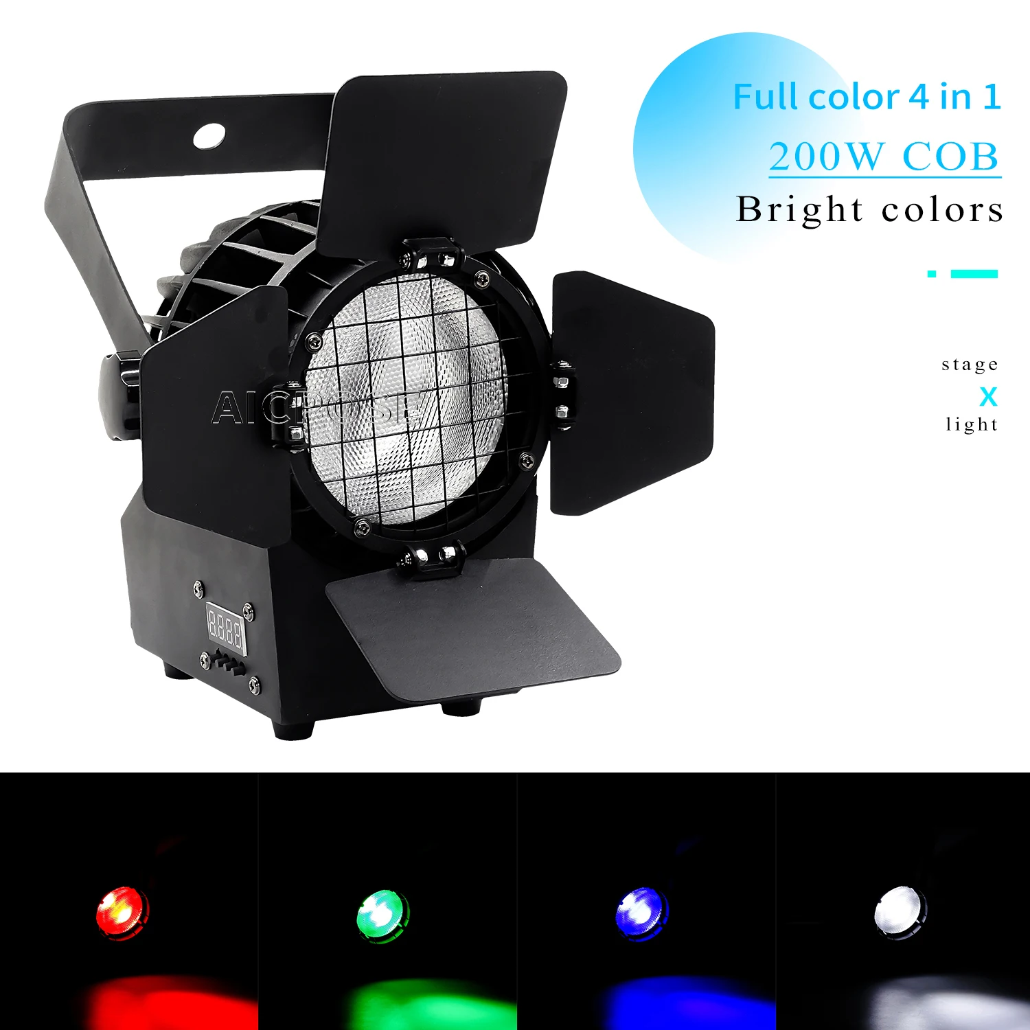 

200W RGBW 4 in 1 LED Par Light Cool White/Warm White Stage Light With Barn Door DMX Control Bar Party DJ Disco Wedding Lighting