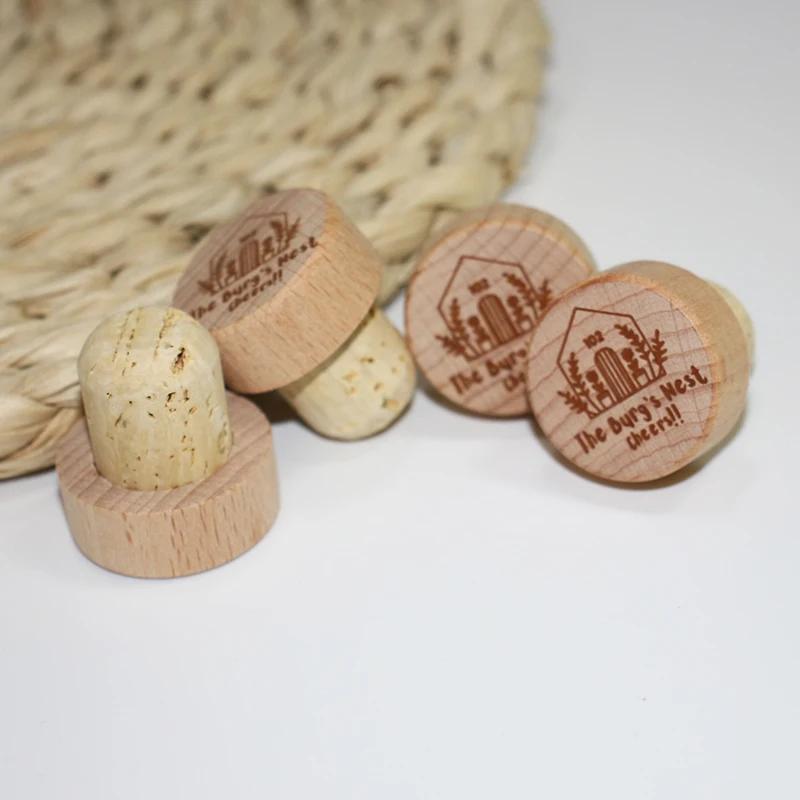 Деревянная пробка для бутылки вина с гравировкой на заказ свадебный декор
