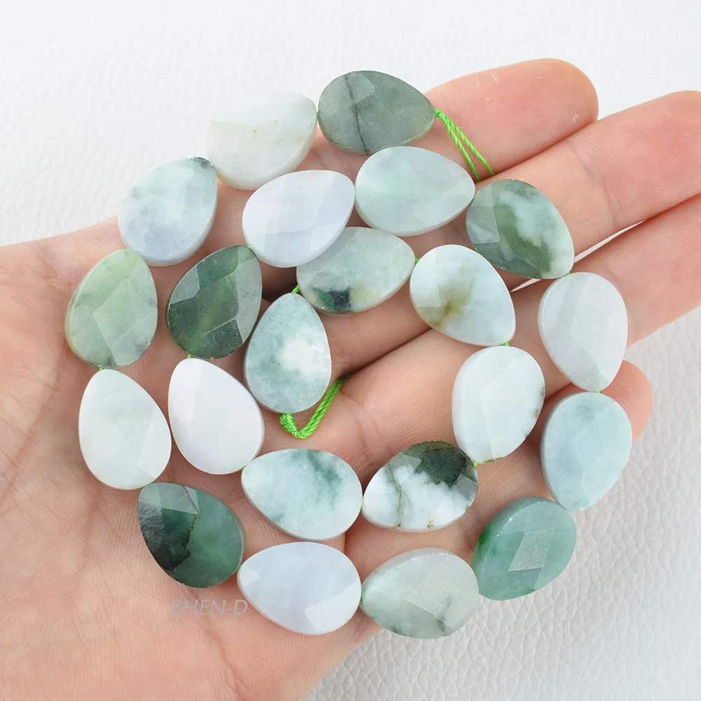 

ZHEN-D Natural Stones High Quality Jadeite Jade Drop Shape Loose Beads DIY for Jewelry Making Gemstone Bracelet Necklace Earring