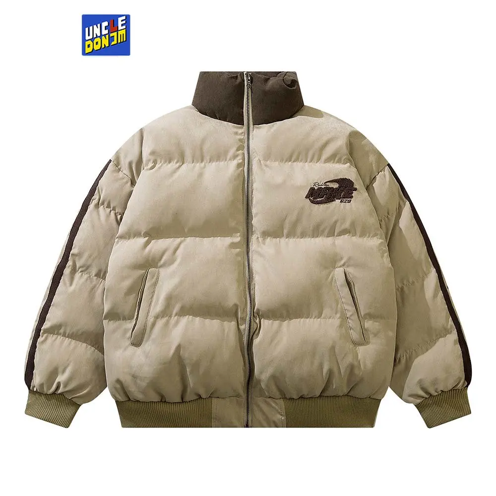 Winter Thicken Warm Padded Parka Men Patchwork Vintage Puffer Jacket Streetwear Harajuku Oversized Coat Unisex Outwear