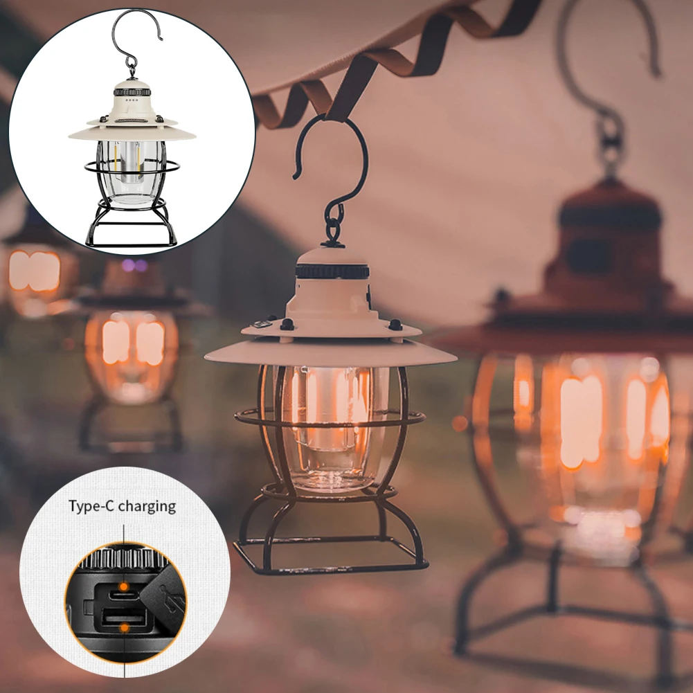 

Camping Lantern Emergency Light Retro Horselight Design Outdoor Camping Lamp Rechargeable Waterproof Tents Lighting Equipment