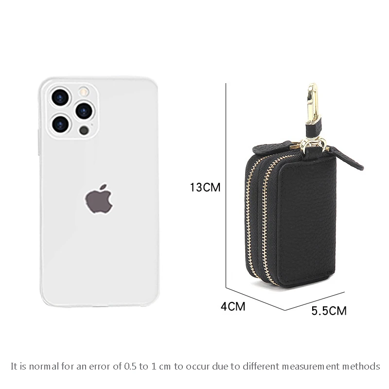 New Genuine Leather Key Wallets Men Simple Car Key Keeper Pouch Housekeeper Holder Ladies Cowhide Leather Double Zipper Key Case