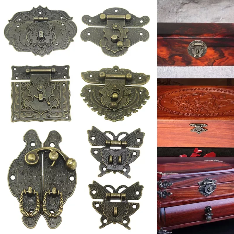 

2023NEW Vintage Jewelry Box Alloy Lock (With Needed Screws) Furniture Latches Hardware 9 Styles