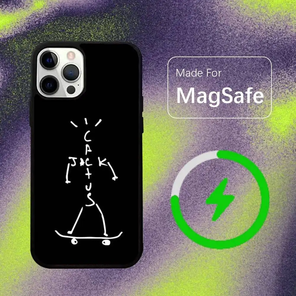 Фото Чехол C-Cactus J-Jack Travis Scott для беспроводной зарядки Magsafe для iPhone 15, 16, 17, 13, 14, 11, 12, Pro, Max, Plus, E, Air, Mini, магнитный №4