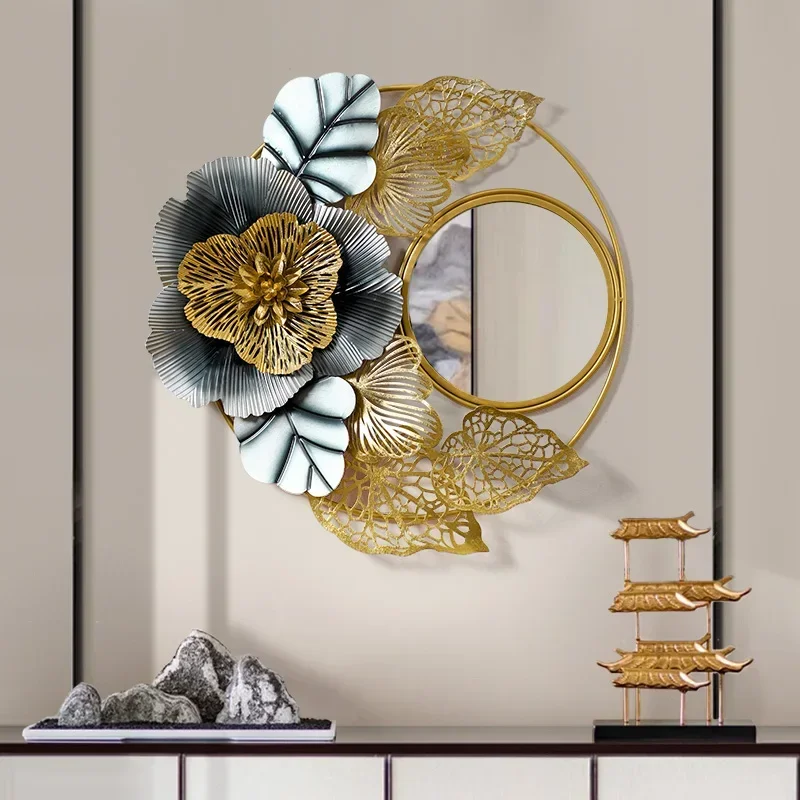 

Chinese Wrought Iron 3D Wall Hanging Flower Decorative Mirror Home Livingroom Wall Mural Crafts Hotel Wall Sticker Decoration