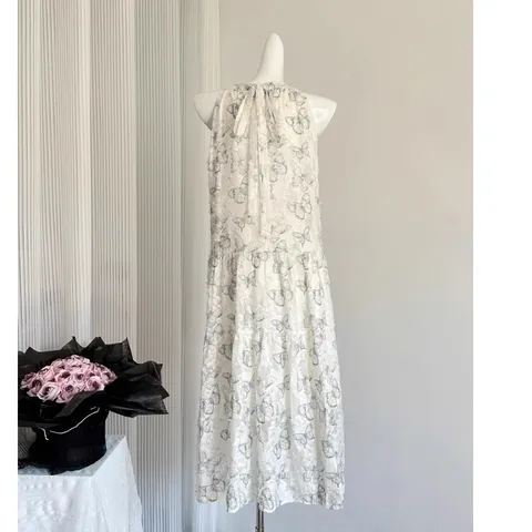 Kuzuwata 2024 Летние шифоновые платья с принтом, летние рукава, оборки, тонкая талия, халат, японский дизайн, плиссированные винтажные элегантные платья