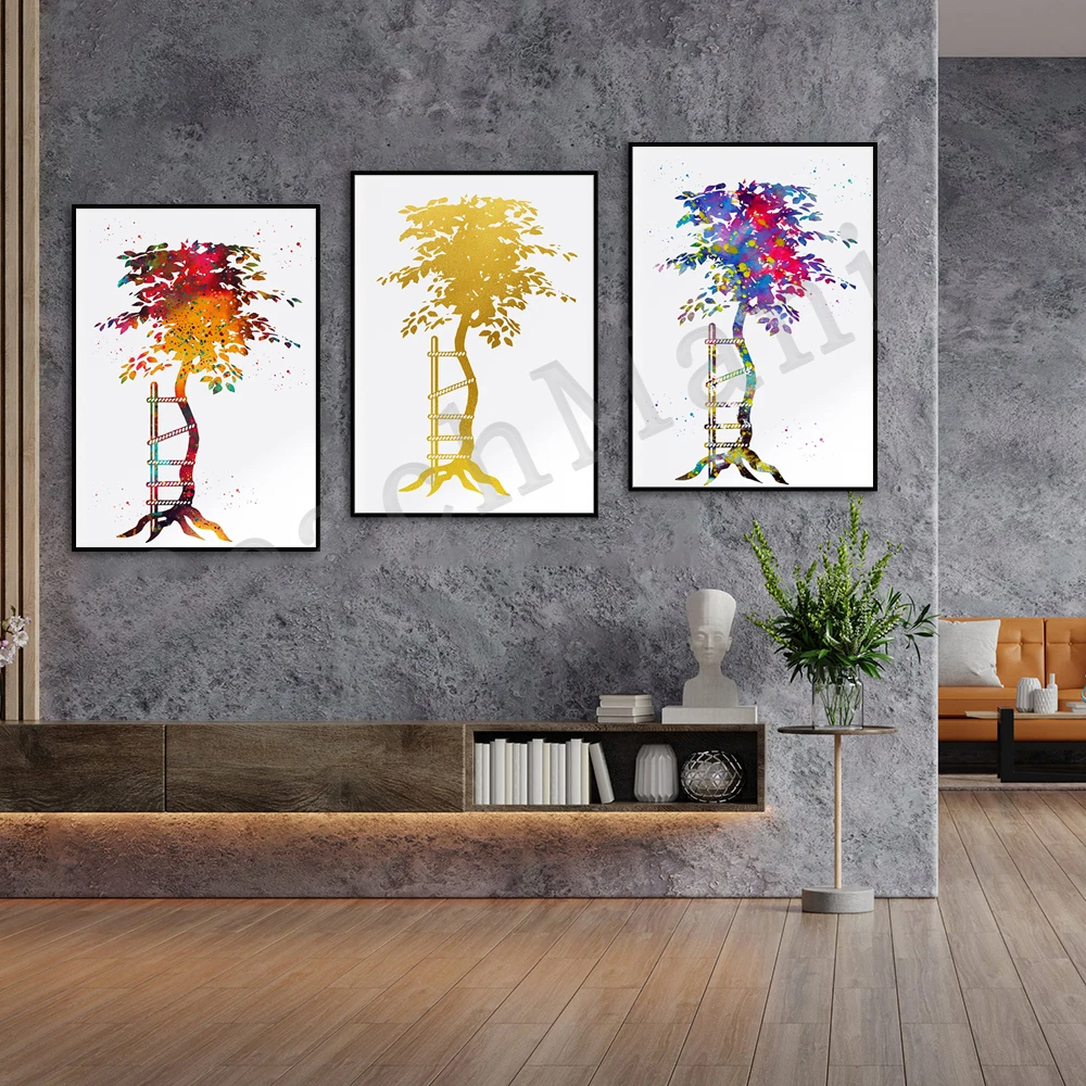 

Crooked tree symbol orthopedic surgery biology poster medical watercolor canvas print picture