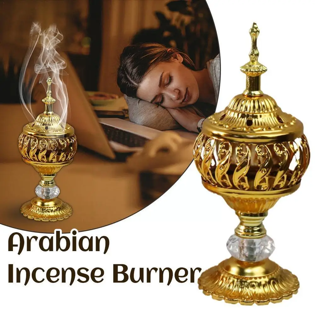 

Arabian Incense Holder Metal Censer Cone Stick Ash Coil Aromatherapy Vintage Iron Catcher Bakhoor Frankincense Fragr C8r7
