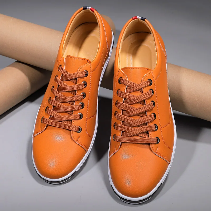 

New Leather Shoe Men Large Size 47 48 Casual Lace Up Sneakers Good Quality Adult Casual Shoes Comfortable Walking Shoes Men