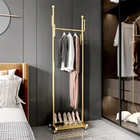 golden modern hanger nordic floor mobile portable storage coat rack iron dressing room cabides para roupa furniture decor