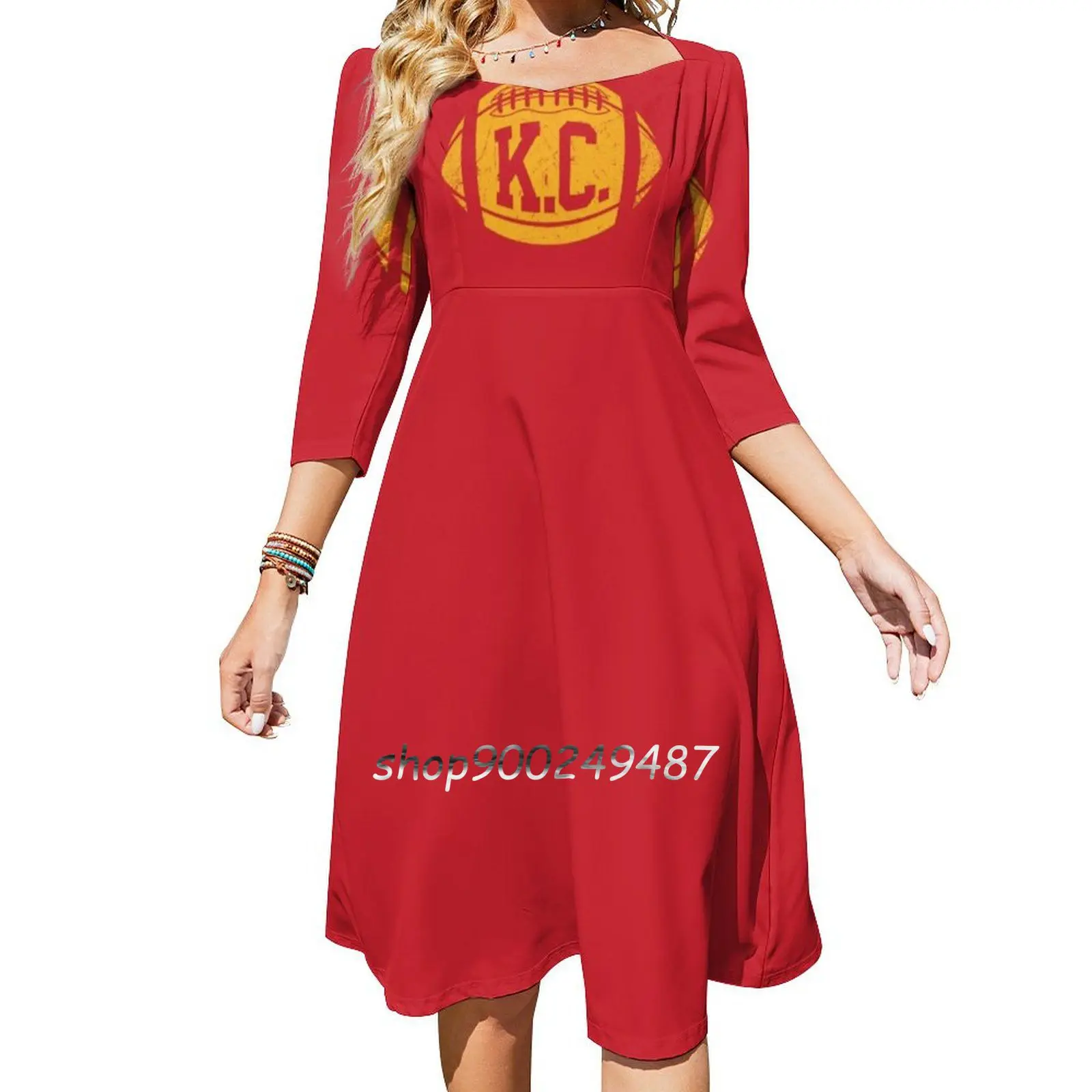 Расклешенное платье Kc в ретро-стиле с узлом виде сердца модное дизайнерское