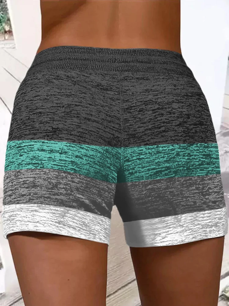 Cute Coconut Tree Color Block Shorts Summer Drawstring Shorts for Women's Comfy Activewear Lounge Shorts Elastic with Pockets