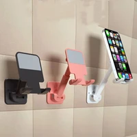 wholesale 2022 new wall cute bracket bathroom kitchen desktop live broadcast lazy portable foldable adhesive mobile phone bracke