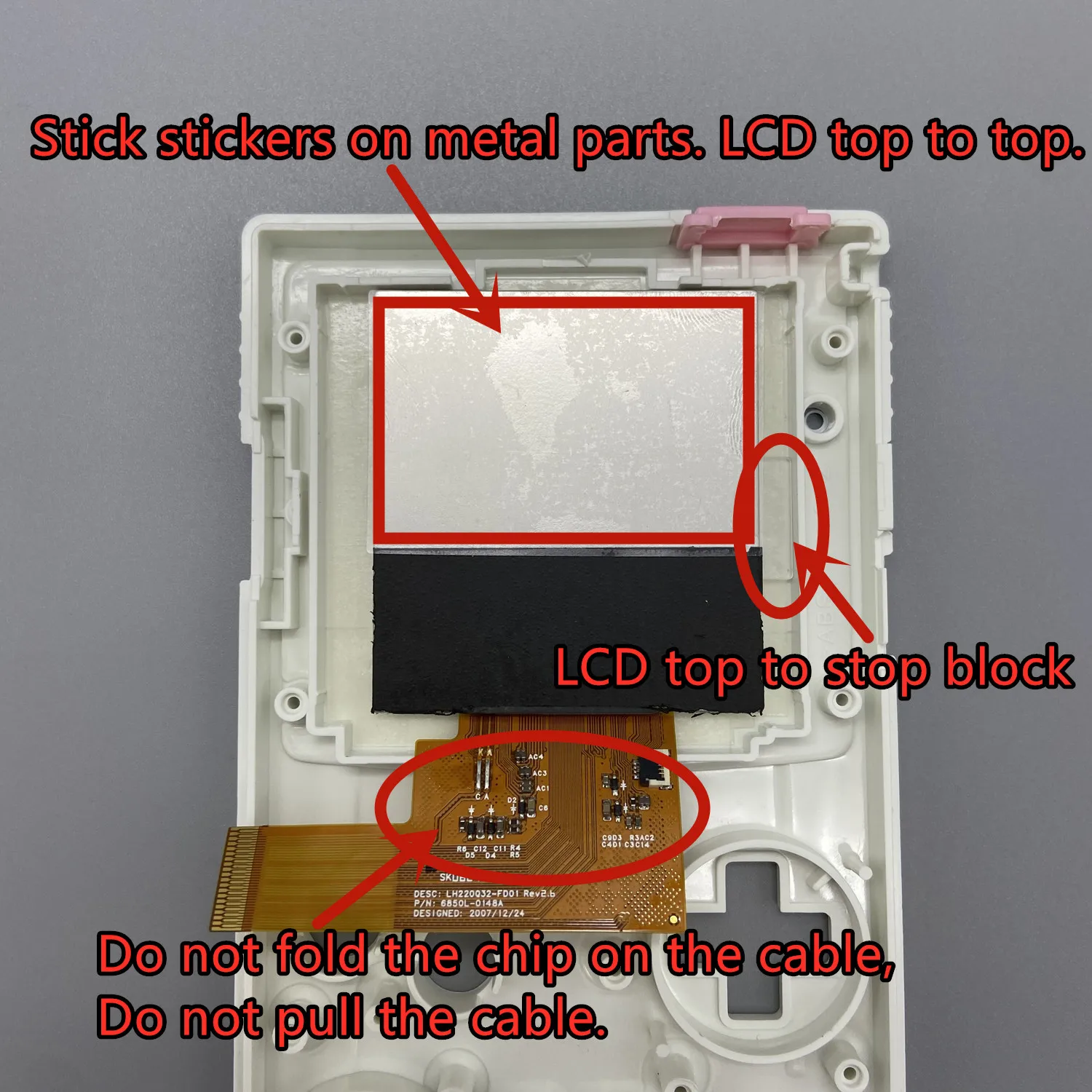 Фото Топ IPS 2,2 дюйма GBC ЖК-дисплей высокой яркости для Gameboy цвет GBC, Plug and Play без сварки и резки корпуса. №2