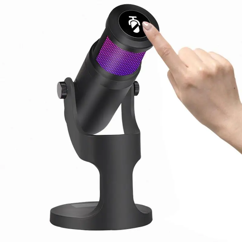 

USB Condenser Microphone USB Condenser Mic With Quick Mute RGB Indicator Headphone Output Volume Control USB Plug And Play LED