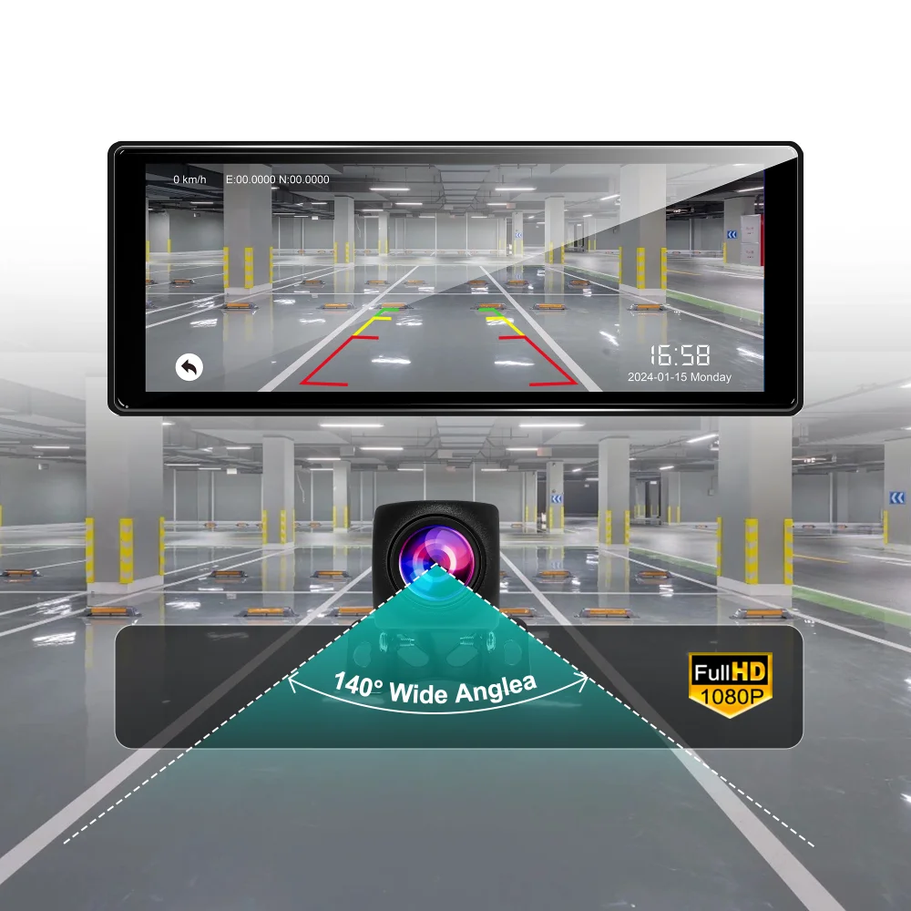 10 26-дюймовый автомобильный видеорегистратор с Android 13 2G + 32G беспроводной CarPlay и Auto