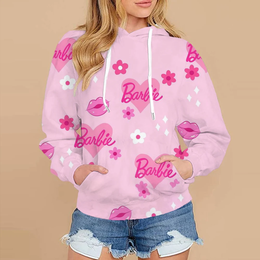 Свободные женские толстовки с карманами и принтом Принцессы Барби удобная
