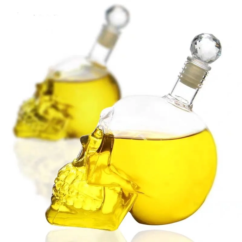 

Crystal Skull Head Bottle Fishing Whiskey Jack Daniels Shooter Alcool Glass Flask Fault Jar For Alcohol Glass Bottle Hip Flasks