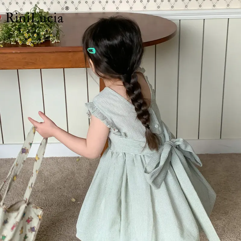 

girls baby dress spring summer toddler kids sleeveless ruffles striped dresses children's Vestido costumes clothing