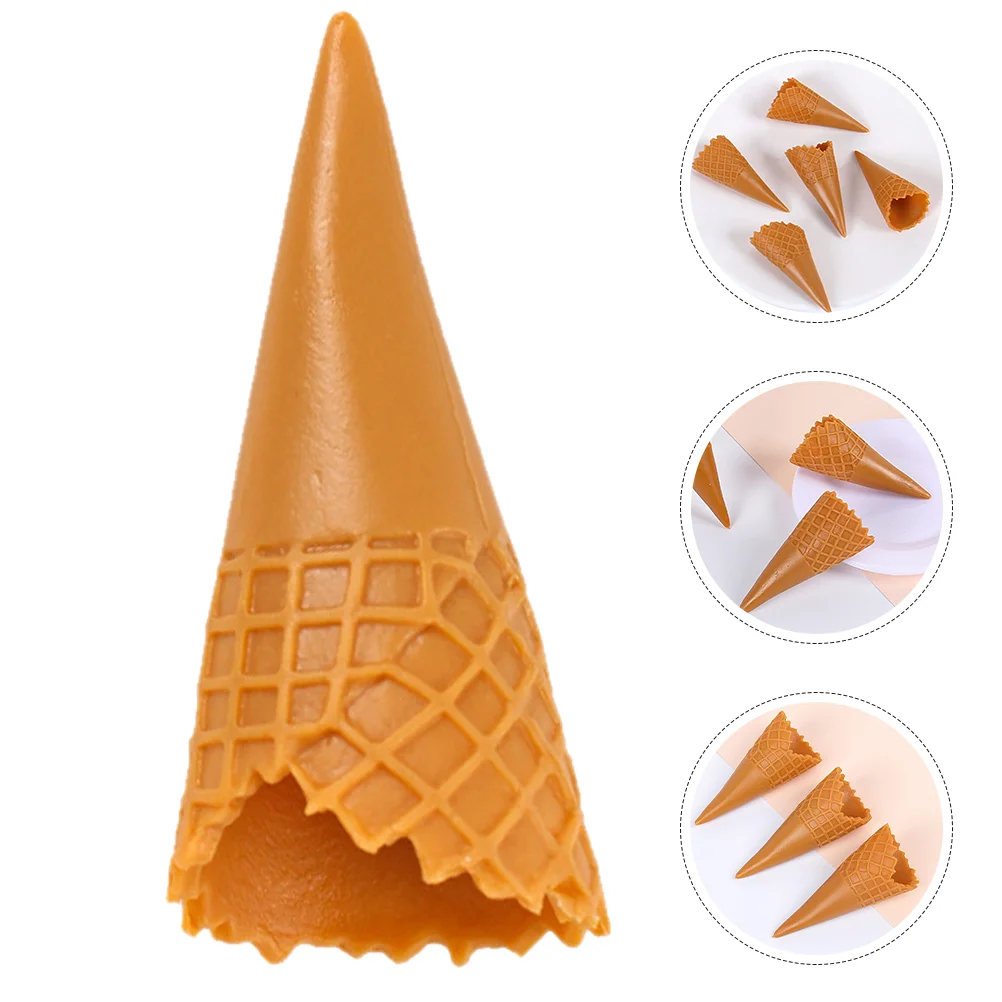 12 Pcs Ice-cream Crispy Cone Mini Food Toys Simulated Decor House Supplies Fake Model Cones Brown Coin Artificial Child