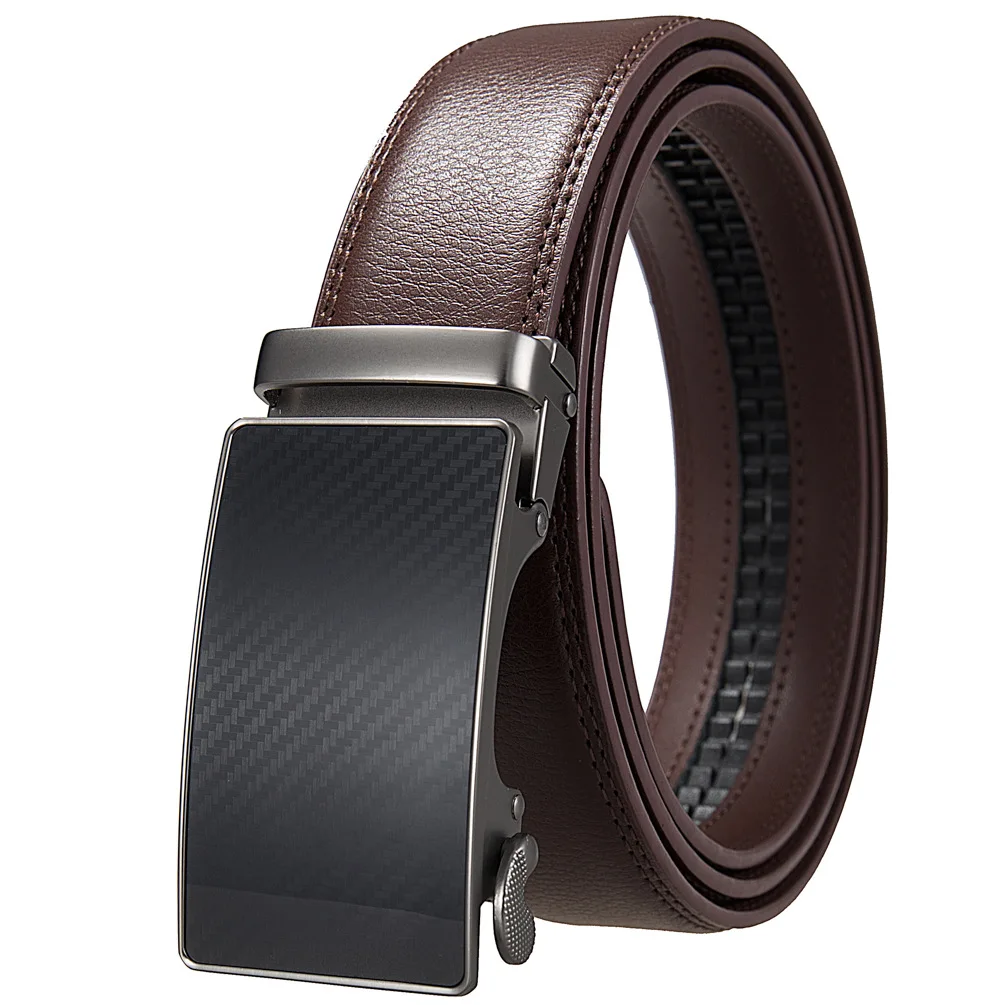 Мужской ремень из натуральной кожи с автоматической металлической пряжкой