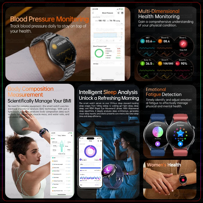 Фото Для HUAWEI NFC + ECG + PPG Health Смарт-часы BMI Часы с пульсометром и артериальным давлением 380 мАч BT Call IP68 Водонепроницаемый спортивный браслет №3