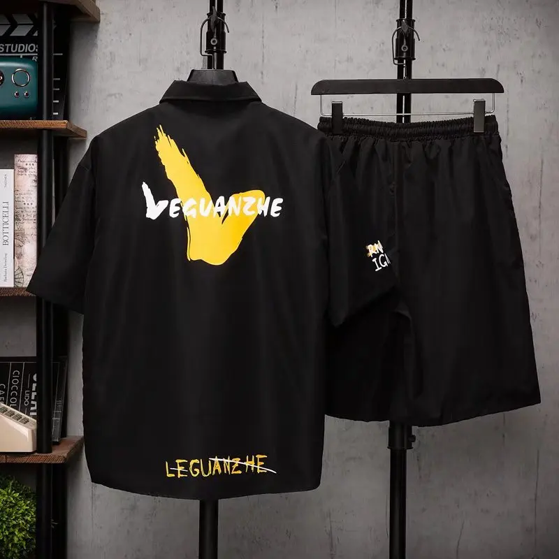 Clothes For Men Funny Graphics Tshirts Shorts suits Smiley Graffiti Top casual shorts 2 piece Set Harajuku Fashion Streetwear