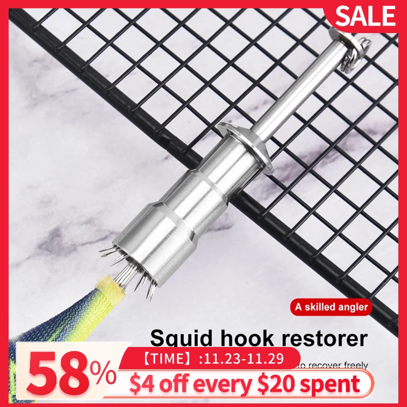 

1PC Squid Hook Corrector Can Recover Octopus Ink Hook Needle Stainless Steel Straightening Squid Jigs Fishing Bait Tackle Tools