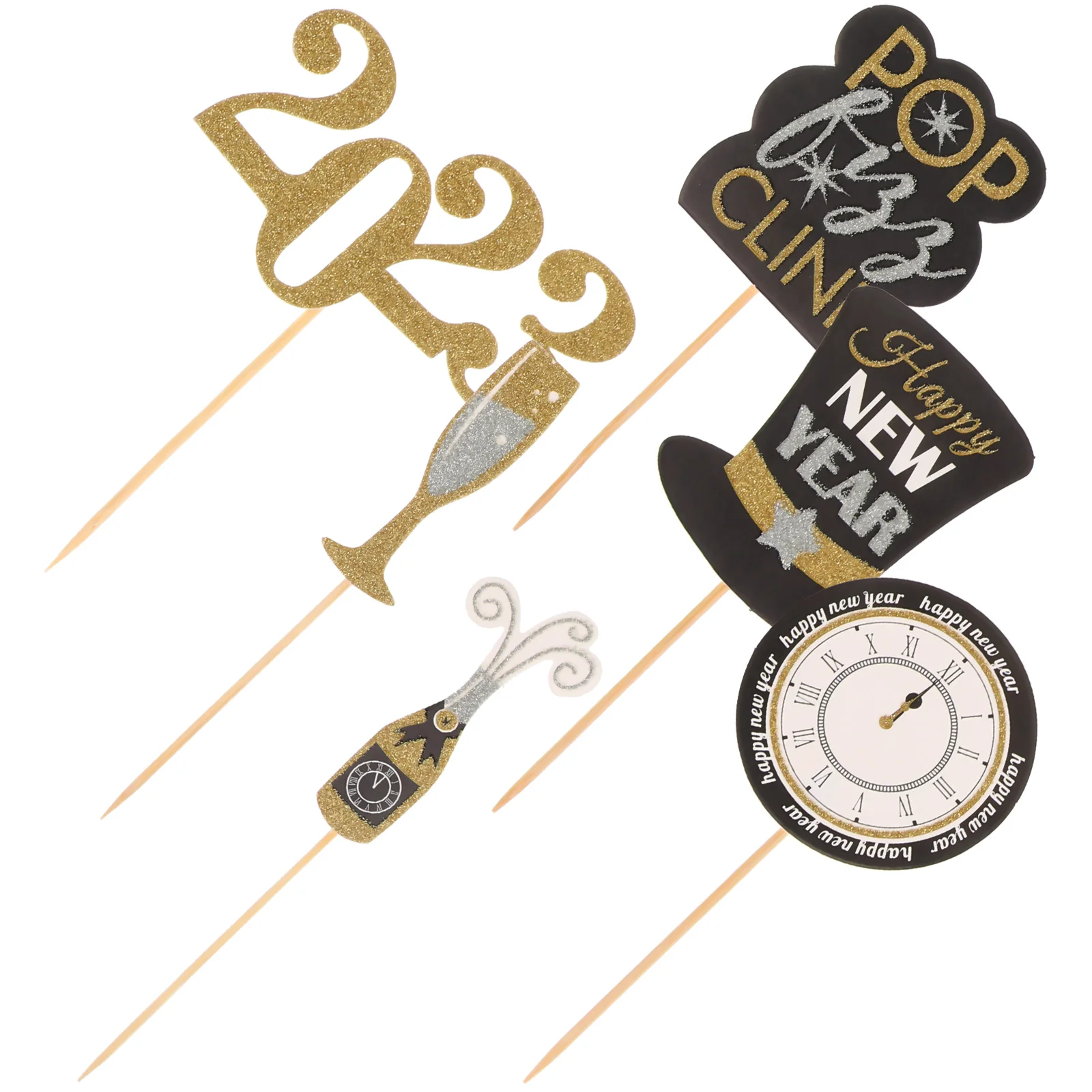 

6 Sets of New Year Cake Picks Cake Decor Cake Ornament New Year Dessert Picks