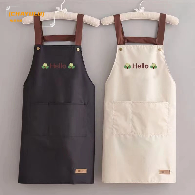 

2022 Apron Home Kitchen Waterproof and Oilproof Workwear Summer Thin Dining Aprons Cooking Apron Apron Dress Black Apron