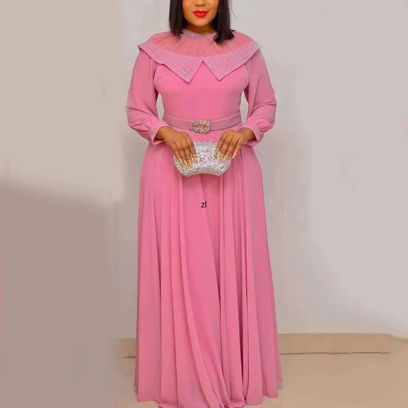 2022 Ramadan Eid Abaya Dubai Muslim Summer Chiffon Party Maxi Dress African Dresses For Women Kaftan Arabic Turkey Islam Clothes