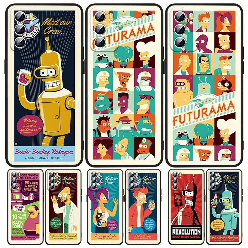 

Disney Anime Futurama Bender Phone Case For OPPO A5 A9 A12 A1K AX7 A72 A52 A31 A53 A53S A73 A93 A94 A74 A16 Black Funda Cover