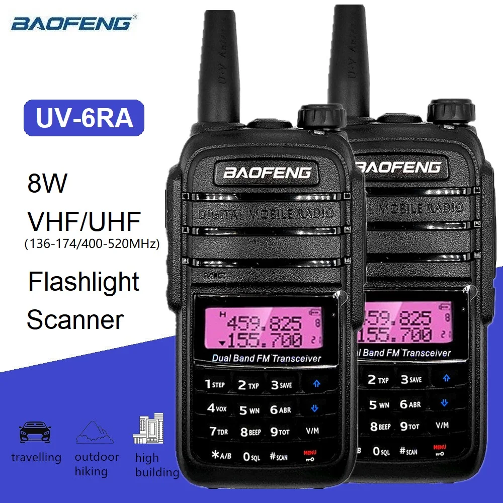 

Baofeng UV-6RA Professional Walkie Talkie 8W CB Radio Scanner Long Range VHF UHF Ham Radio Stations hf Transceiver uv 6ra UV6R