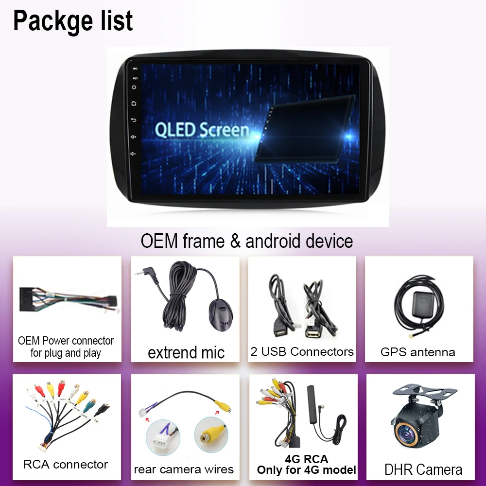 Android 14 для Mercedes Smart 453 Fortwo 2014-2020 Мультимедийный автомобильный плеер Головное