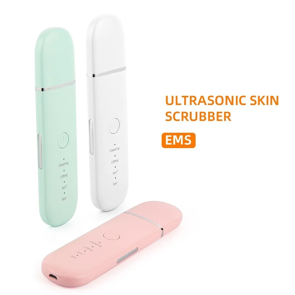 

EMS Ultrasonic Skin Scrubber Deep Face Cleansing Machine Blackhead Remover Peeling Shovel Vibration Pore Clean Facial Lifting