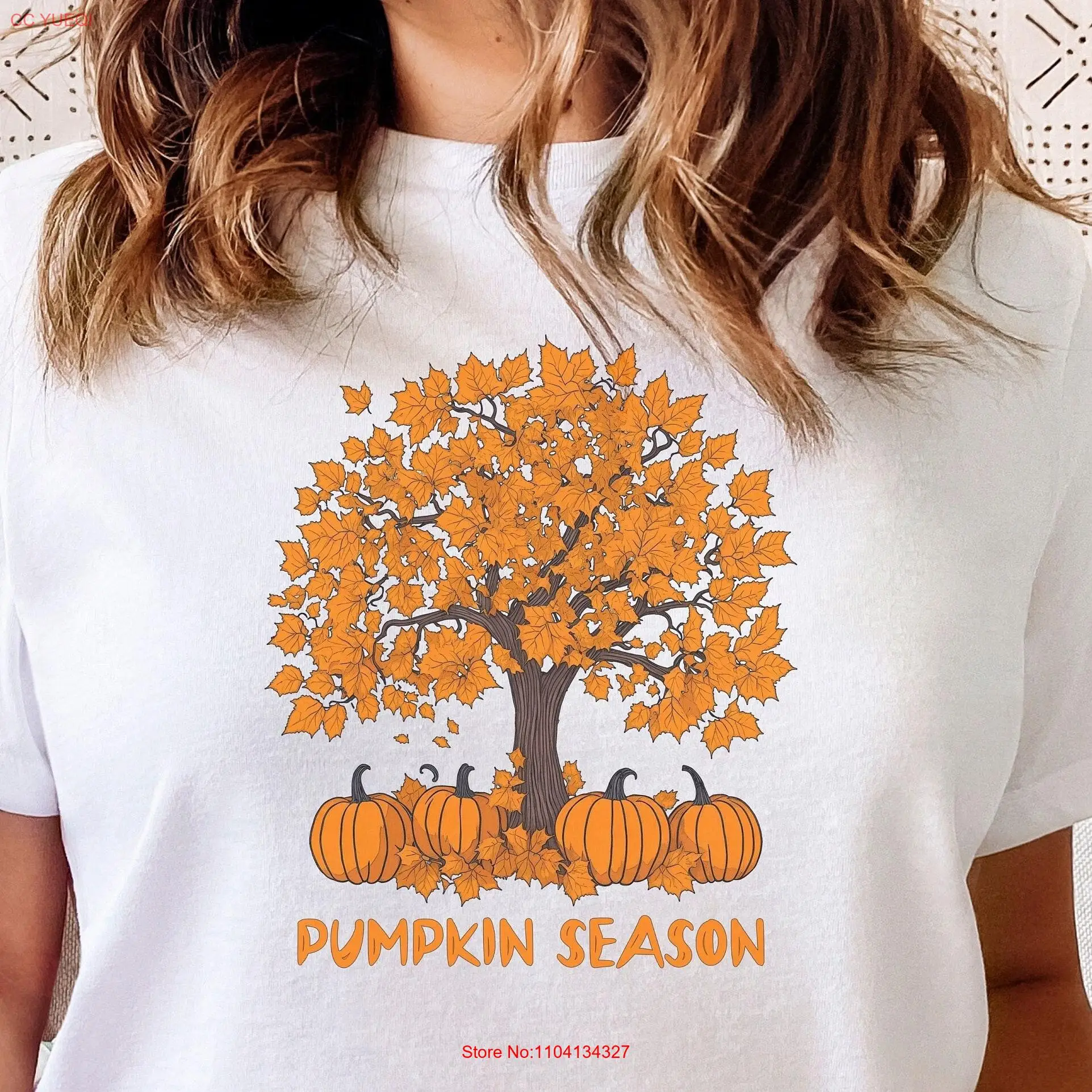 Осенняя футболка Autumn Pumpkin Season Cottage Core Pumpkins с длинными или короткими рукавами |