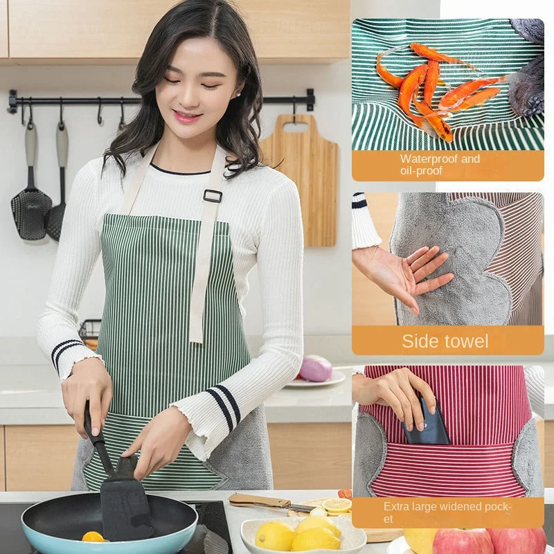 Multifunctional Wipeable Apron Kitchen Household Waterproof and Oil-proof Apron Fashion Men and Women Cooking Work Clothes Home