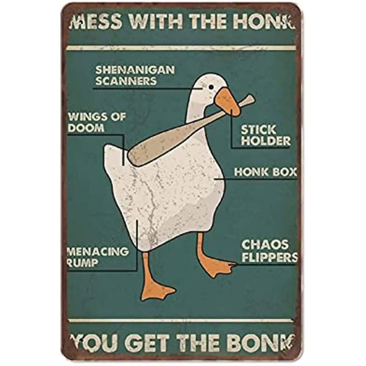 

Metal Tin Sign Vintage Mess Honk You Get Bonk Funny Novelty Tin Sign Gate Restaurants Club Sign for Home Living Room 12x8 In