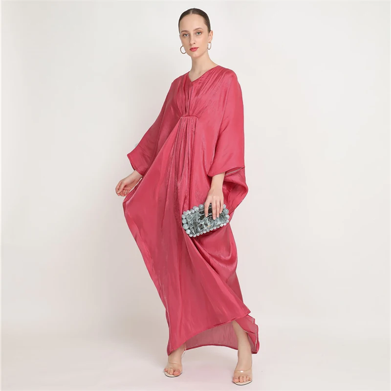 

Eid Рамадан женский халат скромные Abayas однотонные модные элегантные аксессуары для индейки вечернее платье