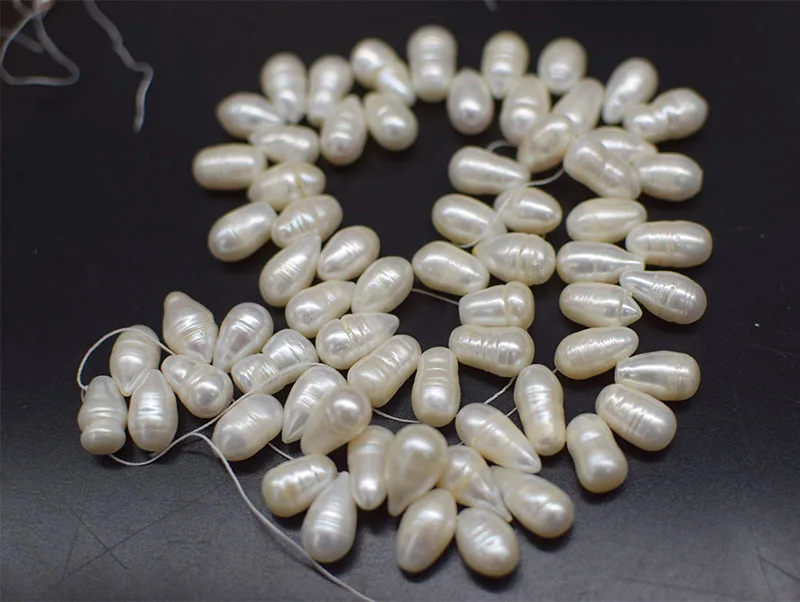 

loose beads freshwater pearl white rice side hole for making jewelry necklace 38cm FPPJ wholesale