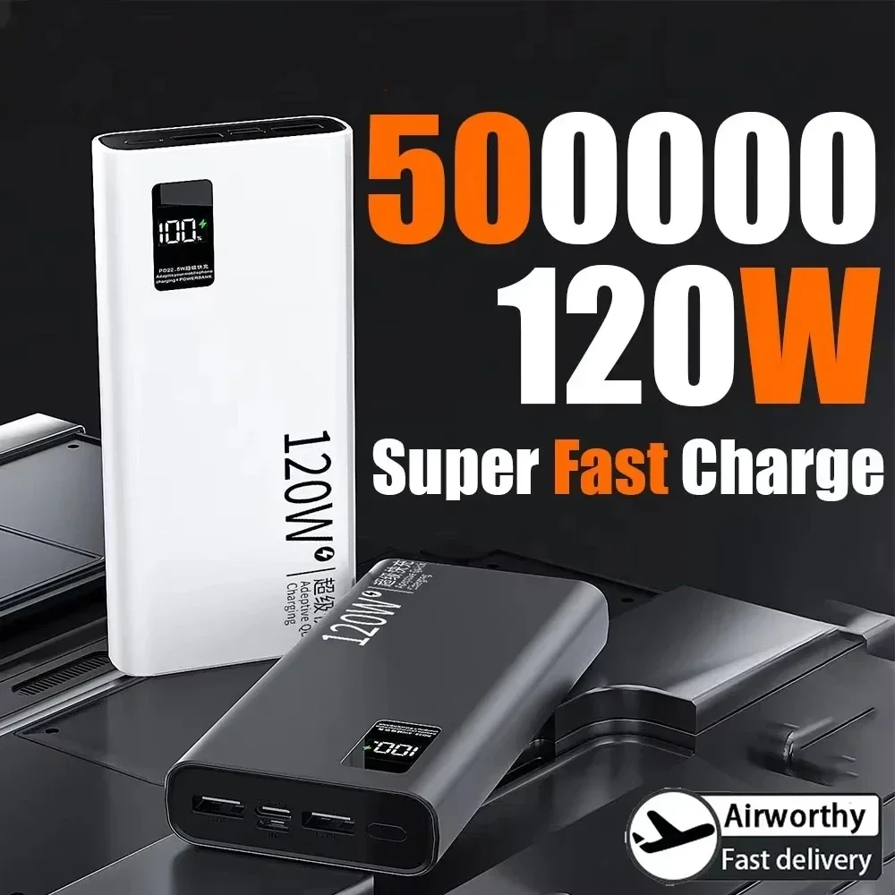 Фото XIAOMI 120 Вт Power Bank 50000 мАч Высокая емкость Быстрая зарядка Powerbank Портативное зарядное устройство для iPhone Samsung Huawei Hot №2