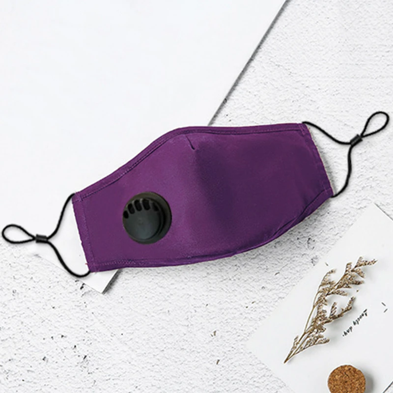 

Маска для взрослых из хлопковой смеси с дыхательным клапаном, Пыленепроницаемая Ветрозащитная маска для лица с защитой от солнца и запотев...