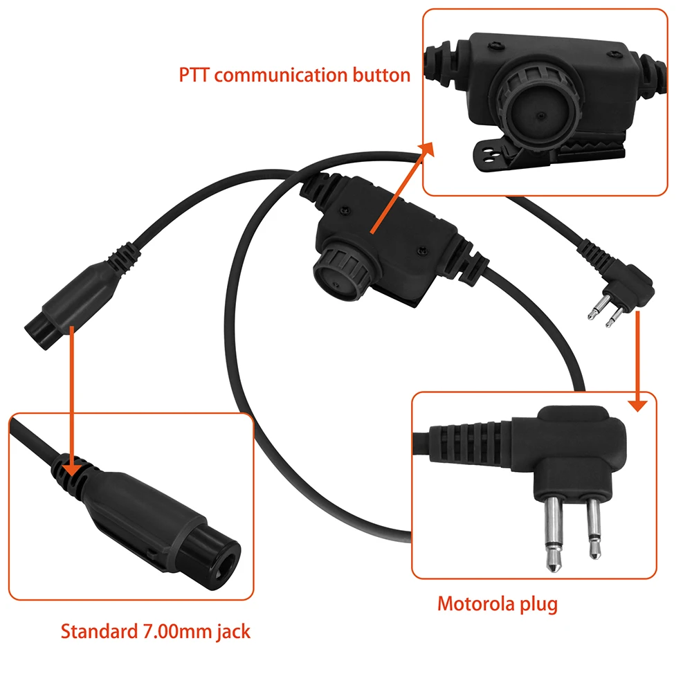 RAC tactical headset PTT adapter 2-pin plug, compatible with Motorola 2-pin GP88 CP150 GP68 radio