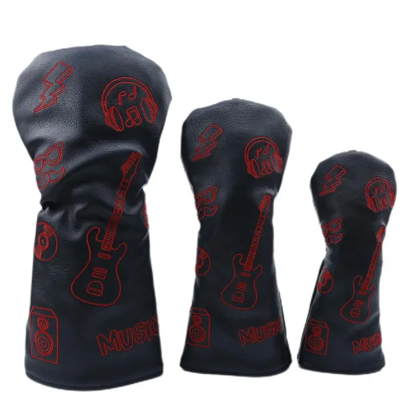 

Wooden Golf Club Covers Guitar Printing PU Portable Club Head Covers Sports Fan Golf Equipment For Golf Competition Golf Club