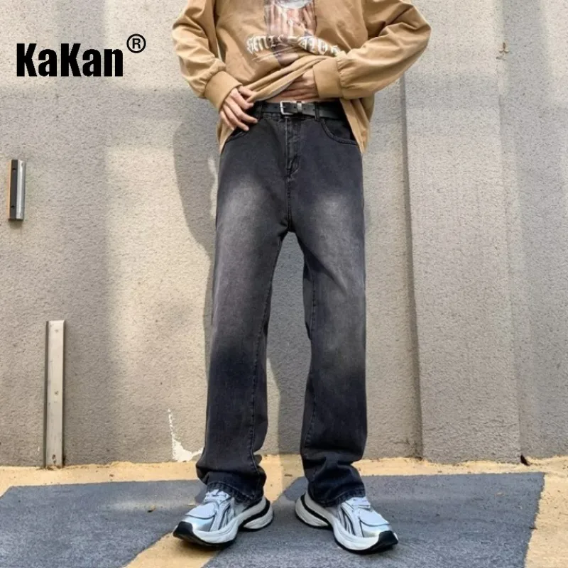 Мужские джинсы в стиле Хай-стрит Kakan свободные европейском и американском